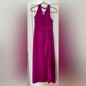 Halston Heritage magenta halter gown, size 8.